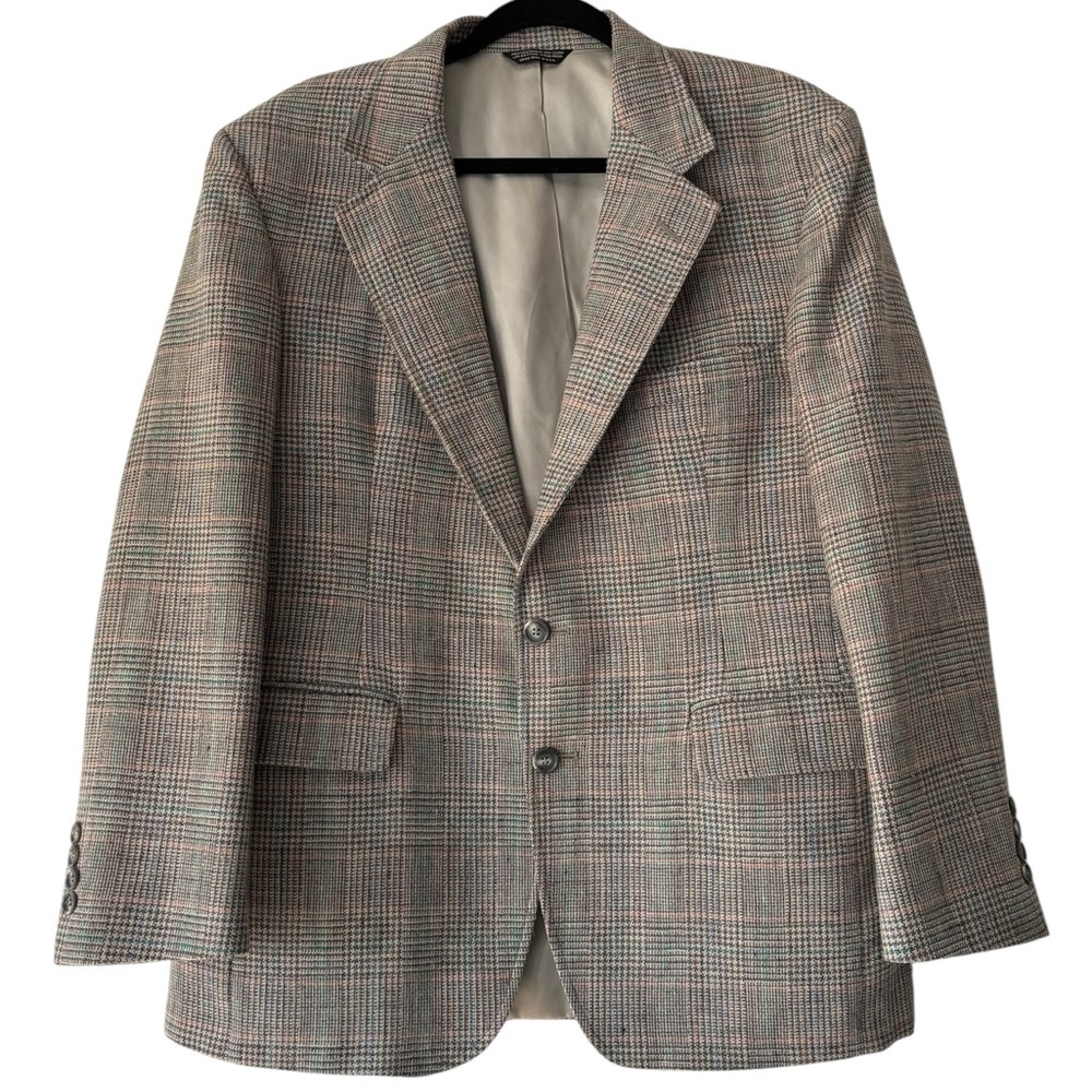 Vintage C&R Clothiers Union Made in the USA Houndstooth Pastel Blazer Jacket